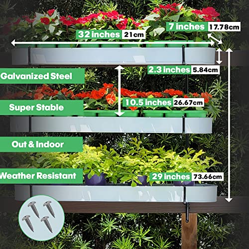 Benarr Galvanized Vertical Wall Planter — Space-Efficient Wall Mounted Planter For Outdoor & Indoor — 3 Tier Planter For Growing And Showcasing Plants, Flowers, Vegetables, Herbs, Succulents, Etc #TOP5