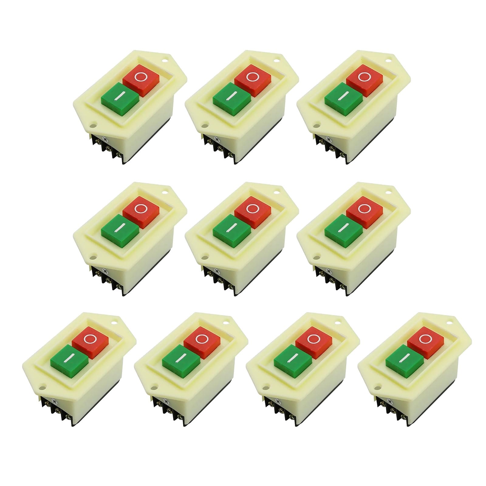 Tsophreniq 10Pcs Ac380v Push Button Switches On/Offs Starts Stop 3 Phase Electric Motor Mechanical Equipment Control 10A Push Button