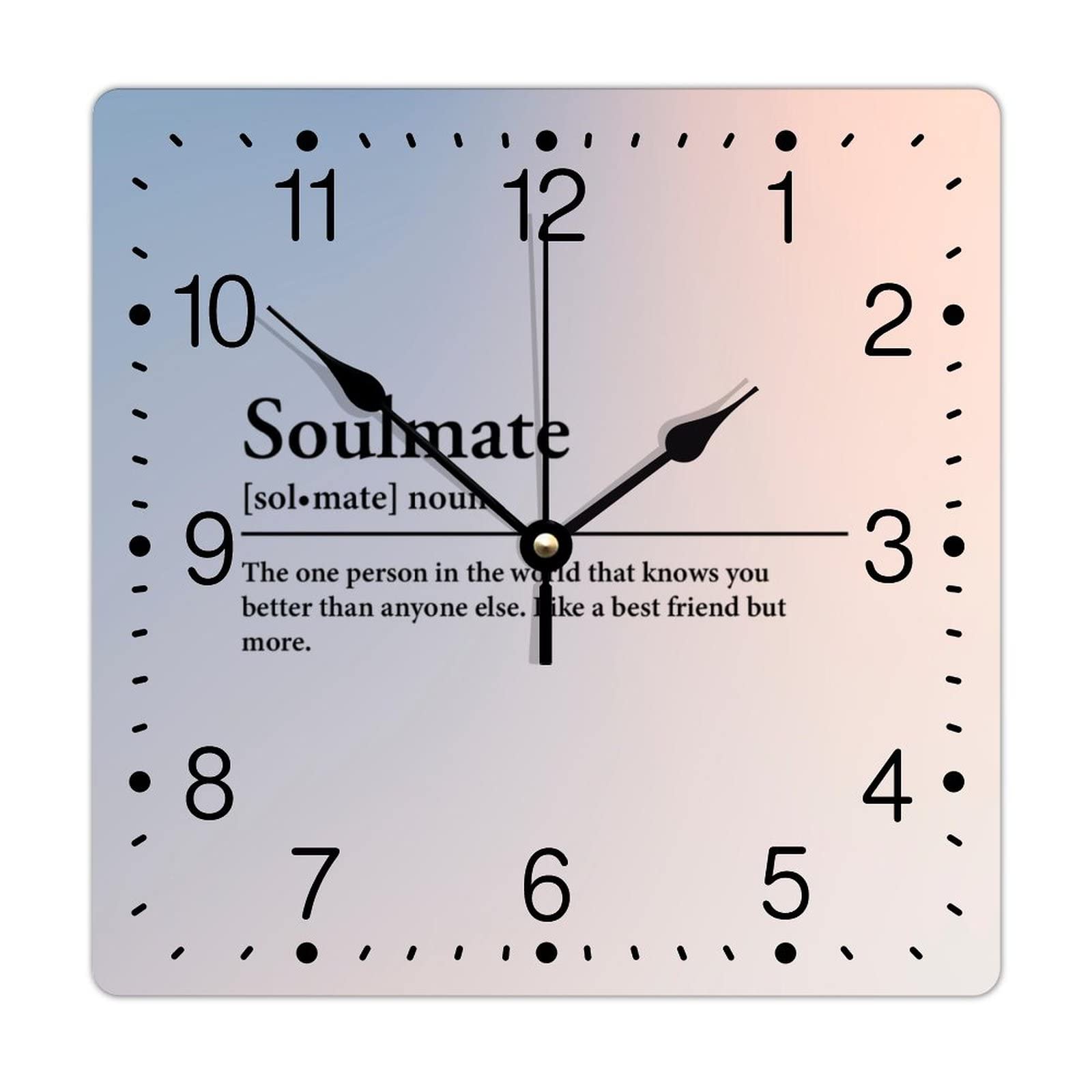 Horloge murale carrée silencieuse en PVC 30 cm sans tic-tac Soulmate