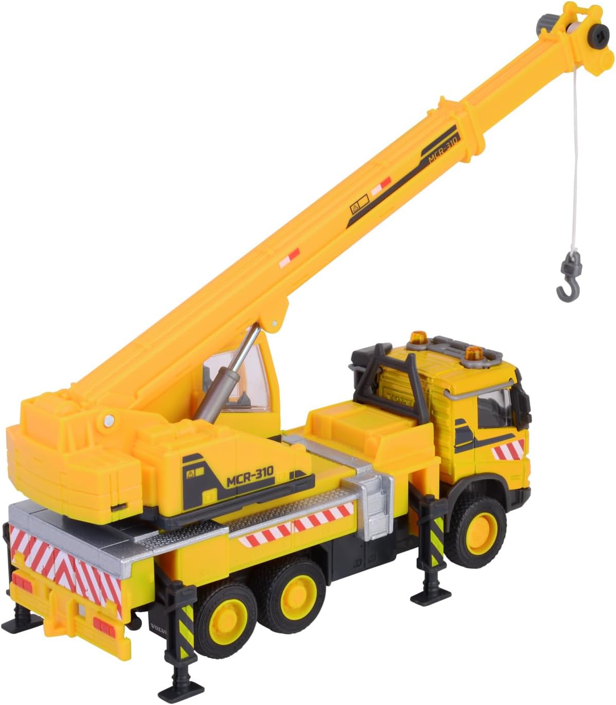 Majorette Автокран Volvo FMX Truck Crane 22 см большая строительная машина с выдвижным крановым стрелом канатной лебедкой режимом свободного хода и резиновыми шинами игрушка для детей от 3 лет