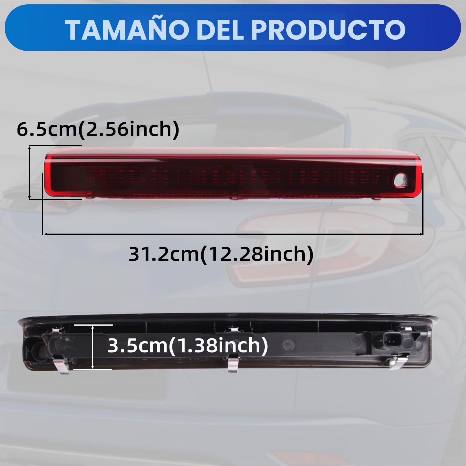 Lámpara LED de luz de freno de tercera parada de cola alta MASO Tercera luz trasera de freno de montaje alto 1 pieza 265900006R (lente roja), 2008-2016 Compatible con Renault Megane MK III Hatchback