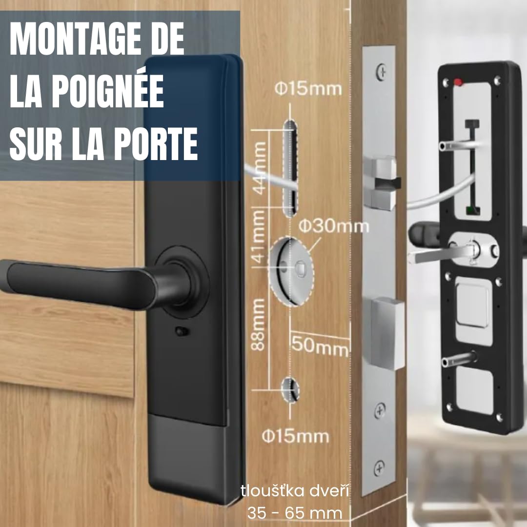 Serrure de porte intelligente TTlock avec poignée – Accès sans clé par code, empreinte ou mobile – Verrou électronique pour porte en bois, aluminium ou portail extérieur