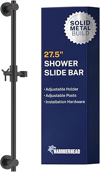 HammerHead Showers Solid Metal 27.5-Inch Shower Slide Bar for Hand held Shower Heads, Adjustable Height Showerhead with Hose Rail System, Easily Adjust Height & Angle of Handshower, Oil Rubbed Bronze