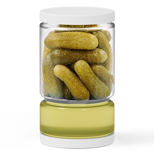 ForTidy Glass Pickle Jar with Strainer Flip for Pickle Lover - Leakproof Airtight Juice Separator for Olive, Gherkin or Chilli, BPA Free, Dishwasher and Refrigerator Safe (White, 45 oz*1 pack) - White - 45oz*1pc