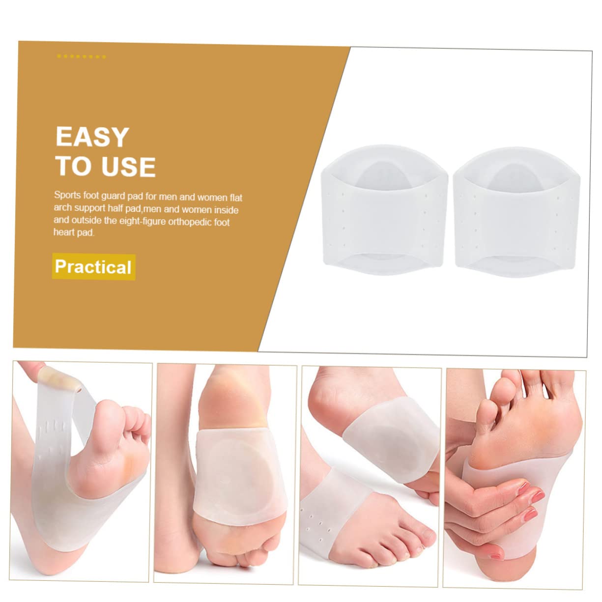 BUTIFULSIC Insoles Men Foot Arch Support Inserts Silicone Correction Arch Pad for Flat Foot