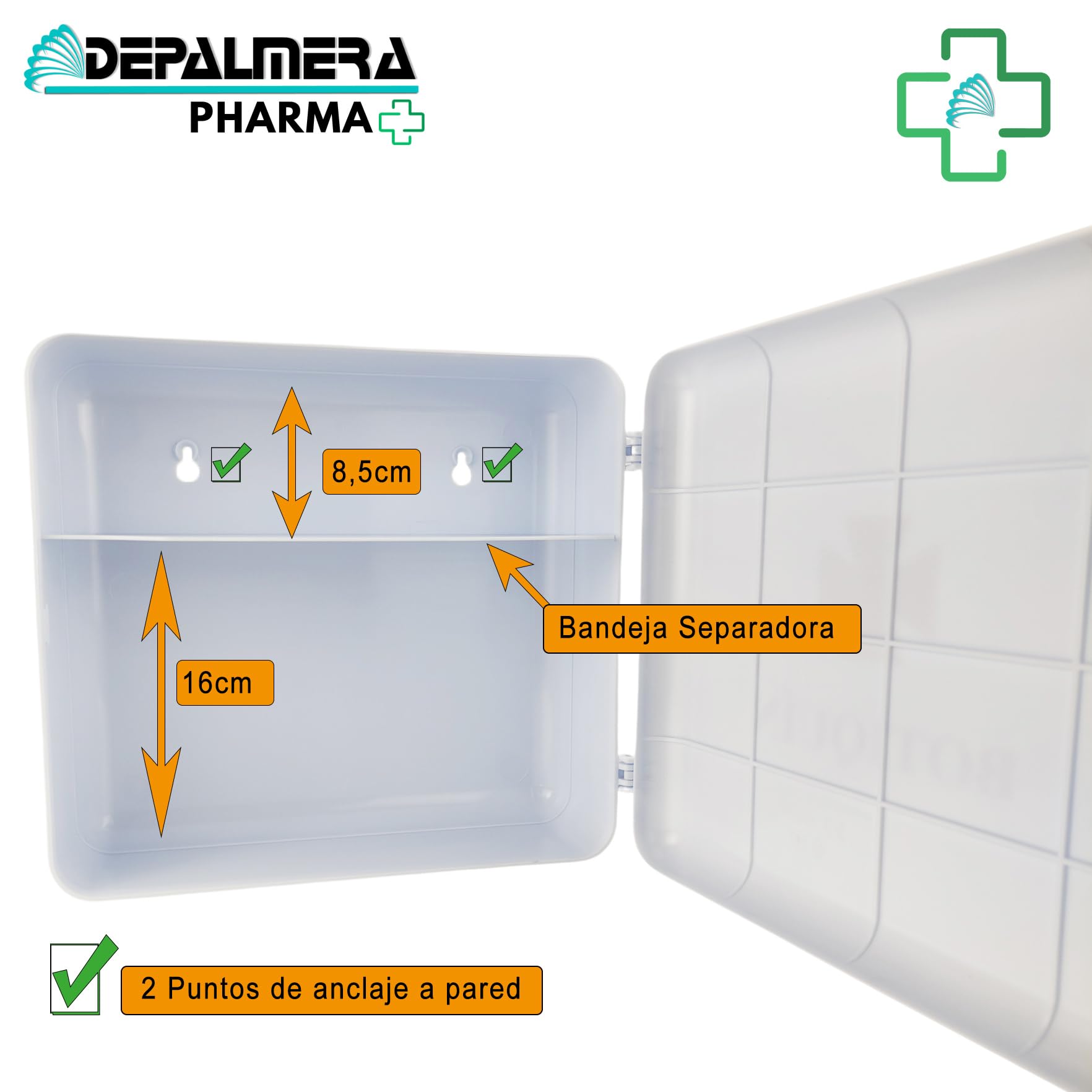 Pharma✙ Botiquin Armario de pared Primeros Auxilios para el Hogar y el Trabajo, BotiquÍn Primeros Auxilios para Casa Oficina con Guantes, Vendas, Gasas, Algodón, Tijeras, Tiritas