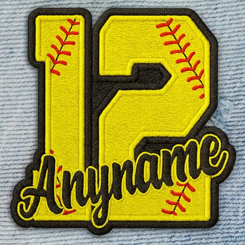 Personalized Softball Name Patch Custom Name Baseball Softball Sport Iron On Hook & Loop Embroidered Patches Number Player Team for Jackets Backpack Hat Cap Jackets Uniform Patch Gifts