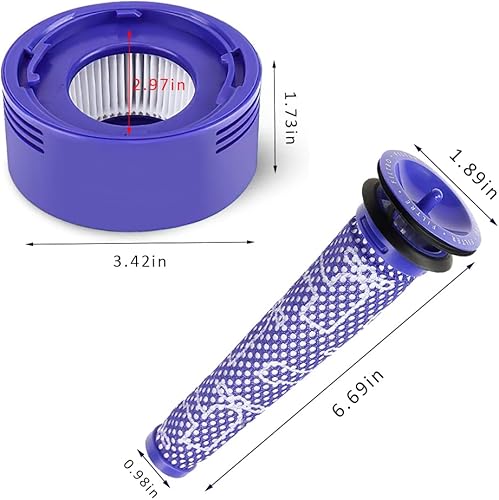 Miniatura 3 de Paquete de 4 filtros de vacío con cepillo limpio para Dyson V8 Absolute, V8 Animal, V7 Absolute, V7 Motorhead, V7 Animal – 2 filtros HEPA, 2