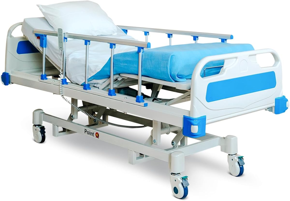 Point A PAM‑3 Premium Full Electric Hospital Bed – 4.7" USA‑Made Foam Mattress, LINAK Motors, Individual‑Locking 5" Casters, Includes 2 Bed Sheets