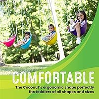 Vista 3 de Swurfer Columpio de coco para niños pequeños, cómodo columpio para bebé al aire libre, arnés de seguridad ajustable de 3 puntos, sistema de bloqueo