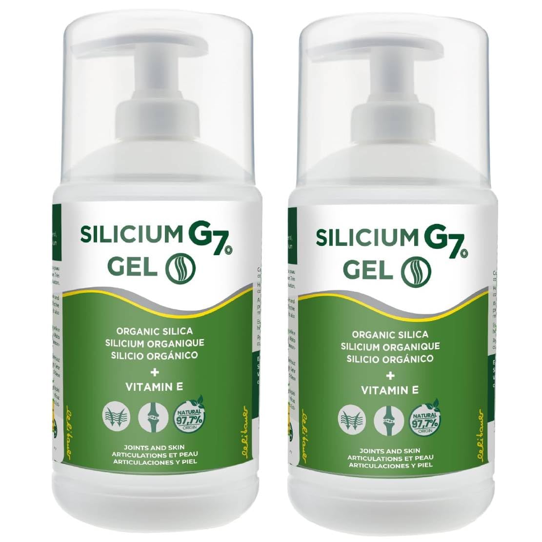 Pack 2 x Silicium G7 Gel Corporal 500 ml (1 L total) – Gel tópico con alta concentración de silicio, para articulaciones y músculos, absorción rápida, textura ligera, sin parabenos