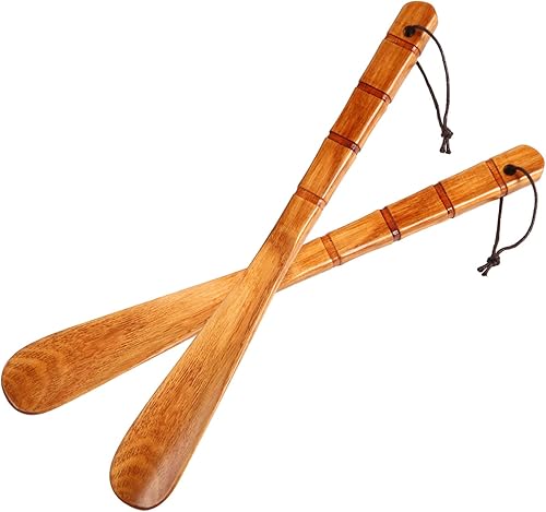 Bocina de madera de alta calidad, 2 calzadores duraderos, de mango largo de 13 pulgadas, cucharas de ayuda para personas mayores, niños, embarazo,