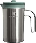Stanley All In One French Press Coffee Maker 32 oz | 5 Minute Brew, 4 Hours Hot | Mesh Filter for Coffee Grounds | Insulated Stainless Steel French Press | BPA-Free | Stainless Steel Shale