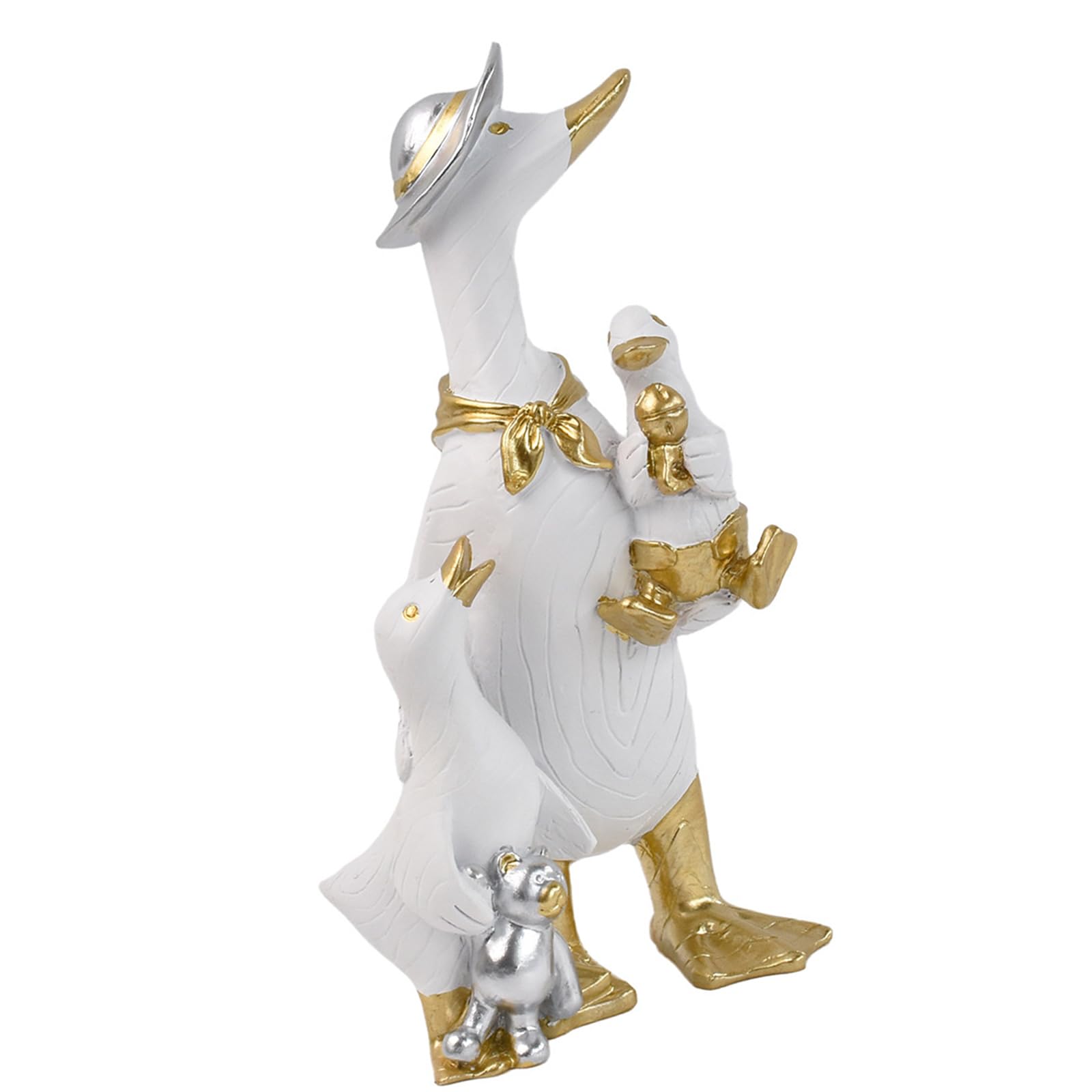Tabletop Decor Sculpture with Bird Character Design, Resin Accent Piece in White Finish for Shelf Mantel or Window Use Ducks Statues Animal Sculptures Ornament Ducks Figurine Bird Shelf Ornament Resin