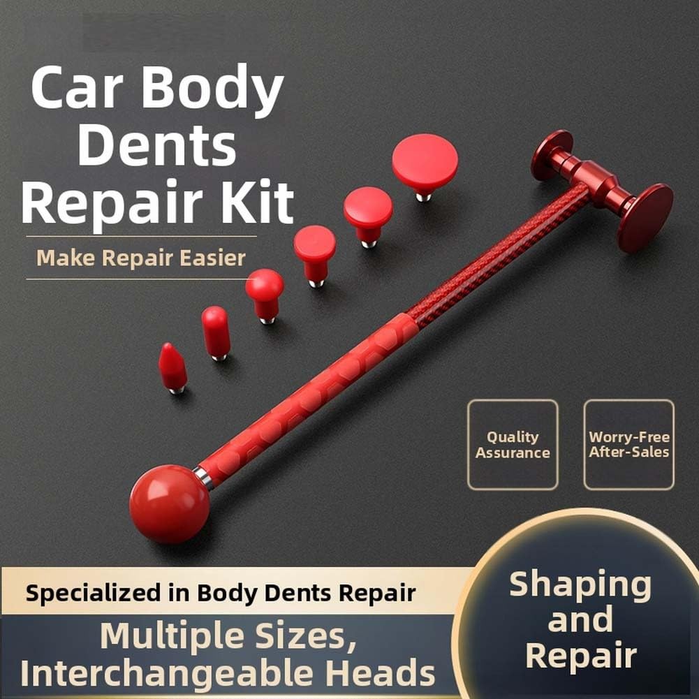 Martillo profesional de reparación de abolladuras de fibra de carbono, 20 cabezales de aleación incluidos, herramienta de aluminio para reparación de daños por granizo de coche