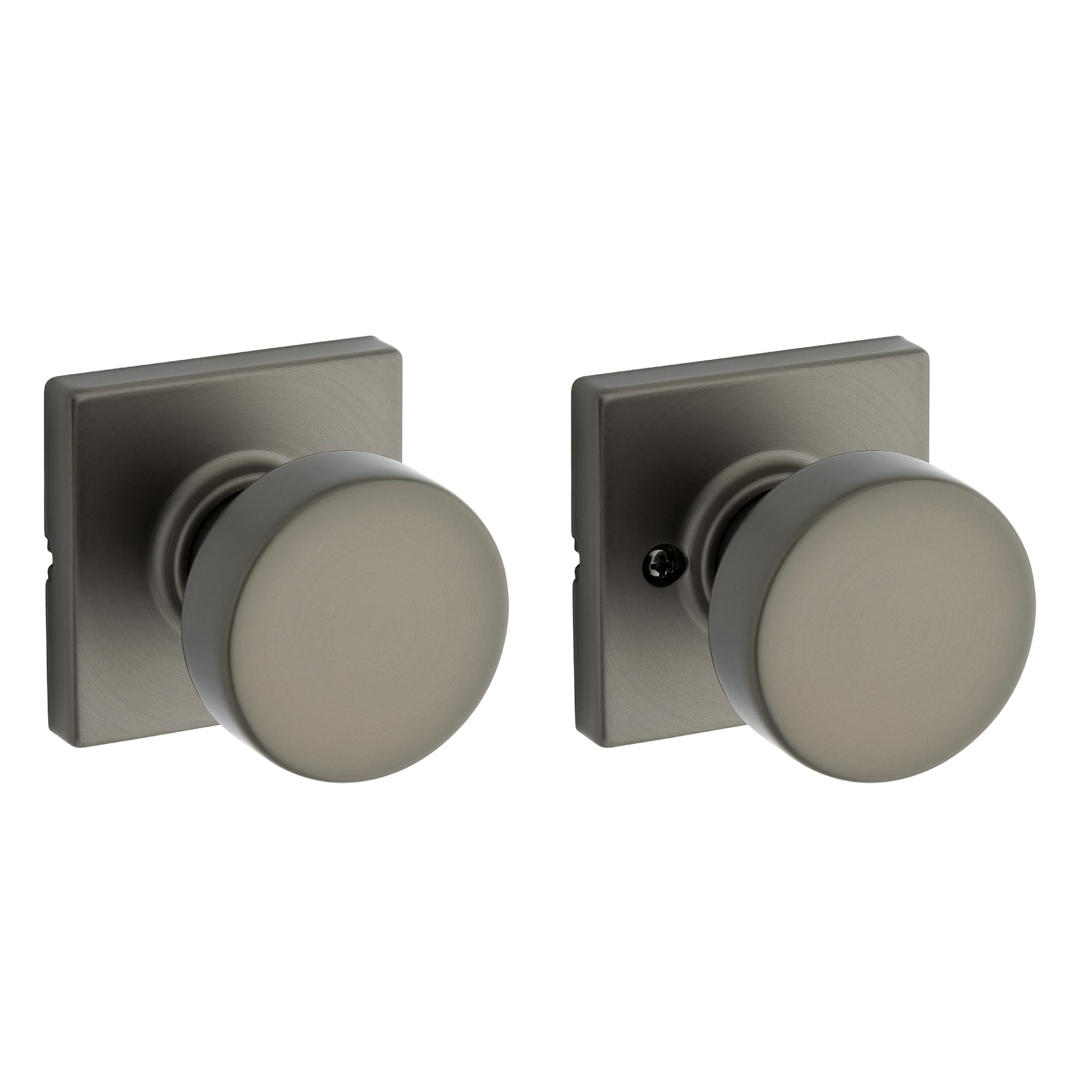 Kwikset Pismo Interior Square Passage Door Knob, Handle for Closet and Hallway Doors, Non-Locking Doorknob, Gunmetal