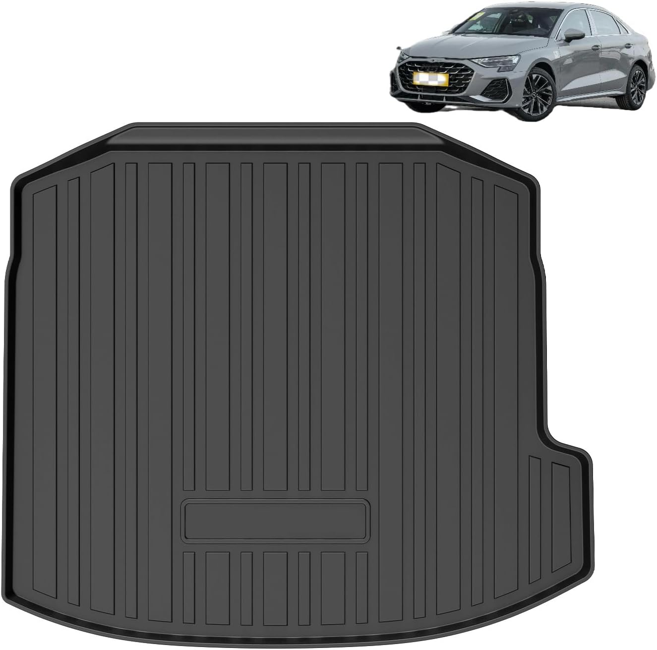 Elsetyler Custom Fit for Cargo Liner 2022-2026 Audi A3 Sedan - Black TPE All Weather Heavy Duty Waterproof Rear Cargo Tray Trunk Floor Mat Protector