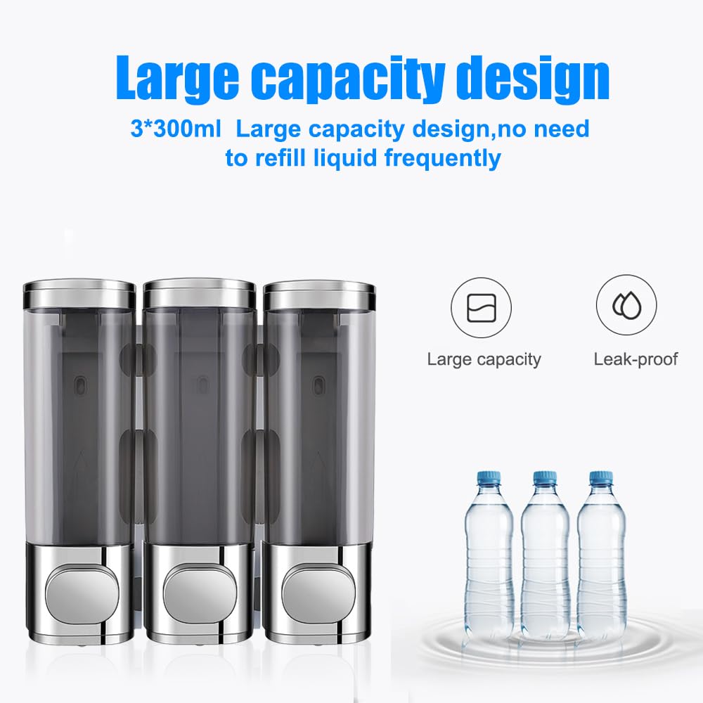 Amazon｜Solvexa シャワーシャンプーディスペンサー 3チャンバー