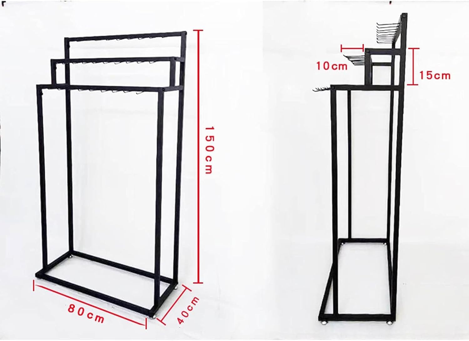 Floor-Standing Belt Rack,Belt Display Racks Floor Mounted Belt Hanger, Floor Stand Belt Metal Display Rack, 3 Tiers Large Capacity Tie Rack Scarf Hangers, Space，Gold L70*W40*150CM