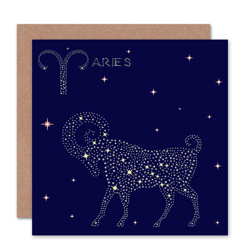 Wee Blue Coo Aries Zodiac Birthday Greeting Card