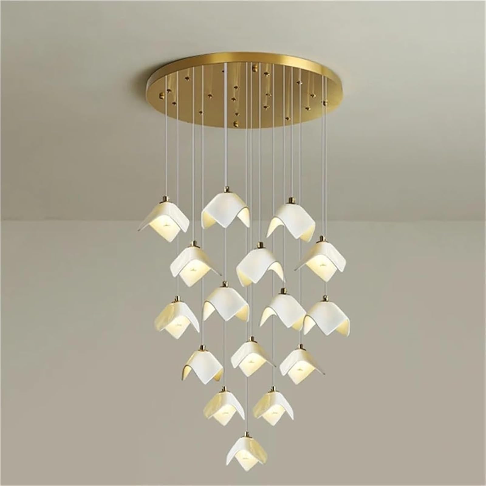 FZQSXAZU Pendant Light Ceiling Shade Modern Dining Room LED Chandelier Lamp for Area Indoor Decorative Hanging Interior(Warm 16 Heads)