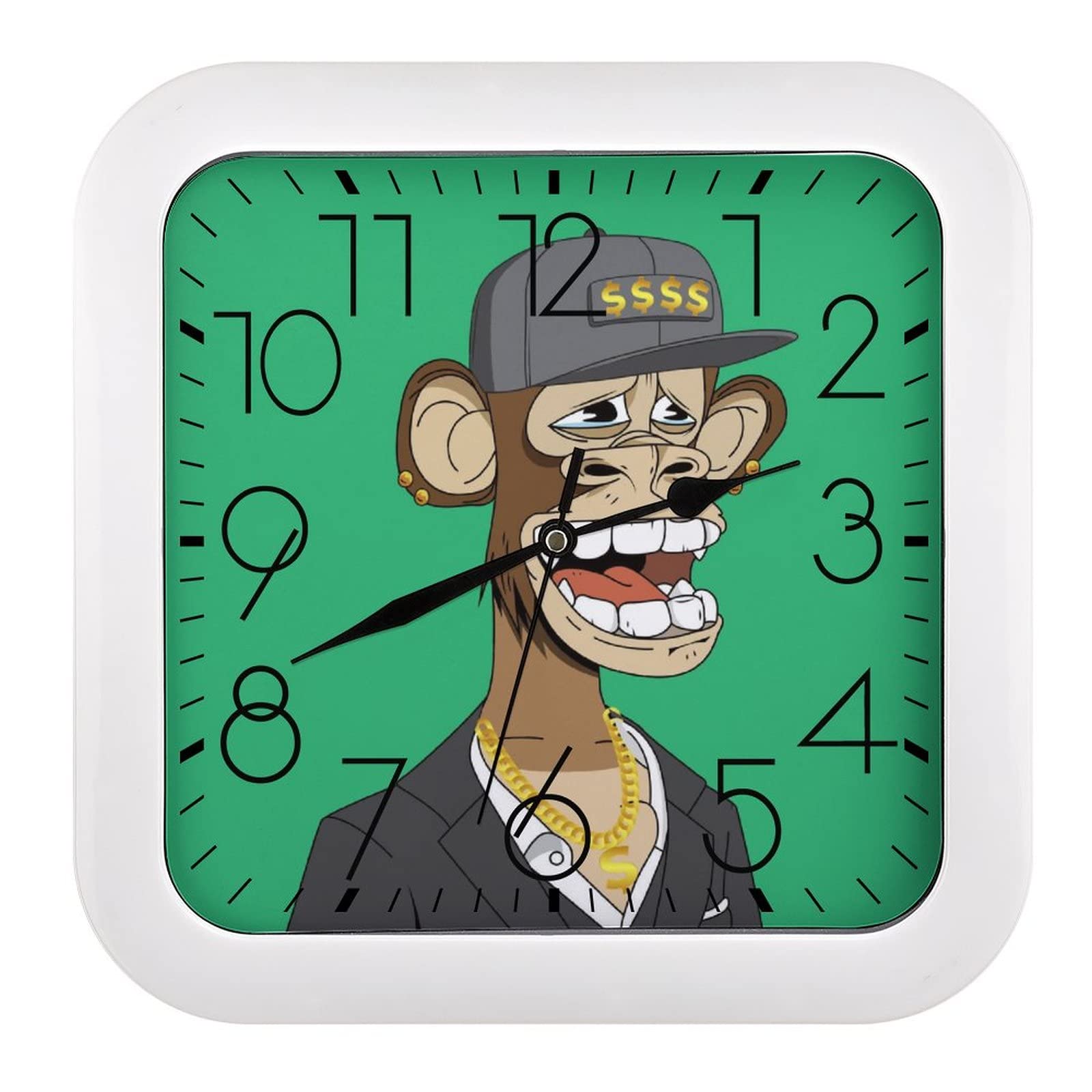 Pendule murale silencieuse et précise avec motif de singe marrant moderne