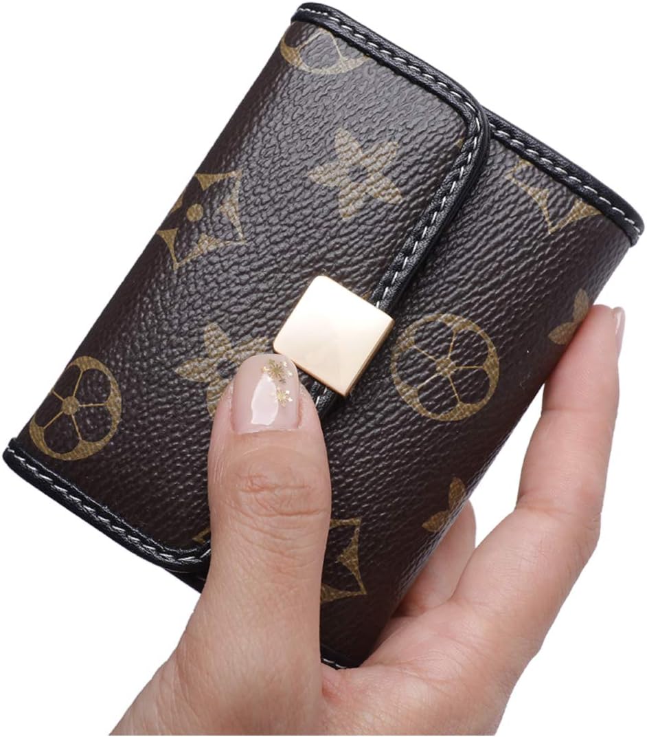 Women's Small RFID Blocking Card Holder Leather Mini Cute Coin Purse Wallet (Coffee)