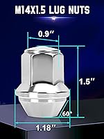 Vista 2 de M14x1.5 Reemplazo para Mustang Edge MKX MKZ Aviator 2015-2020, 20 piezas de tuercas cromadas de una sola pieza estilo OEM de fábrica para ruedas