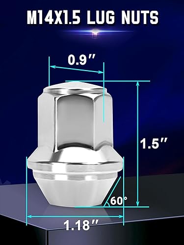 Miniatura 2 de Repuesto M14x1.5 para Mustang Edge MKX MKZ Aviator 2015-2020, 20 tuercas cromadas de una pieza estilo fábrica OEM para ruedas de stock