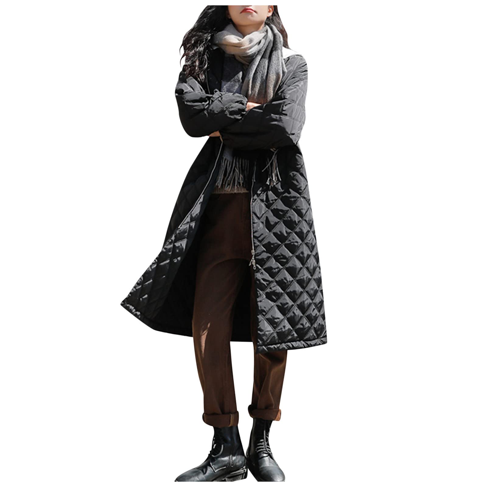 Abrigo acolchado para mujer – Abrigo de invierno para mujer, chaqueta acolchada larga y cálida, con capucha, cremallera para exterior, informal, chaqueta de invierno, chaqueta de invierno,