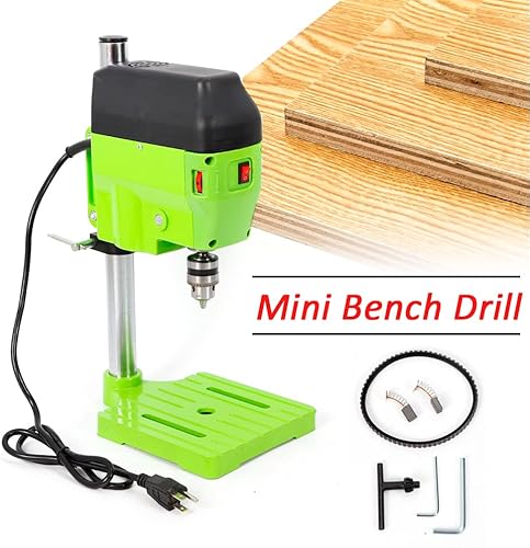 Miniatura 2 de Banco de prensa de taladro, prensa de taladro eléctrica de sobremesa con mini banco ajustable de 2 velocidades, máquina de perforación de madera,