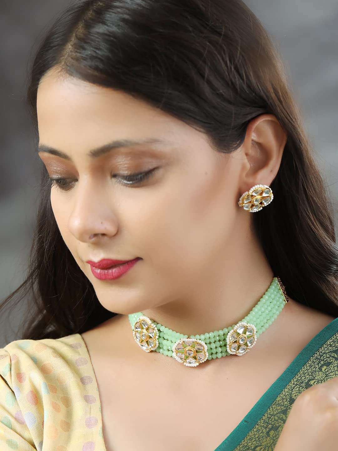 Women's Kundan Plated Choker Set, Elegant Gift