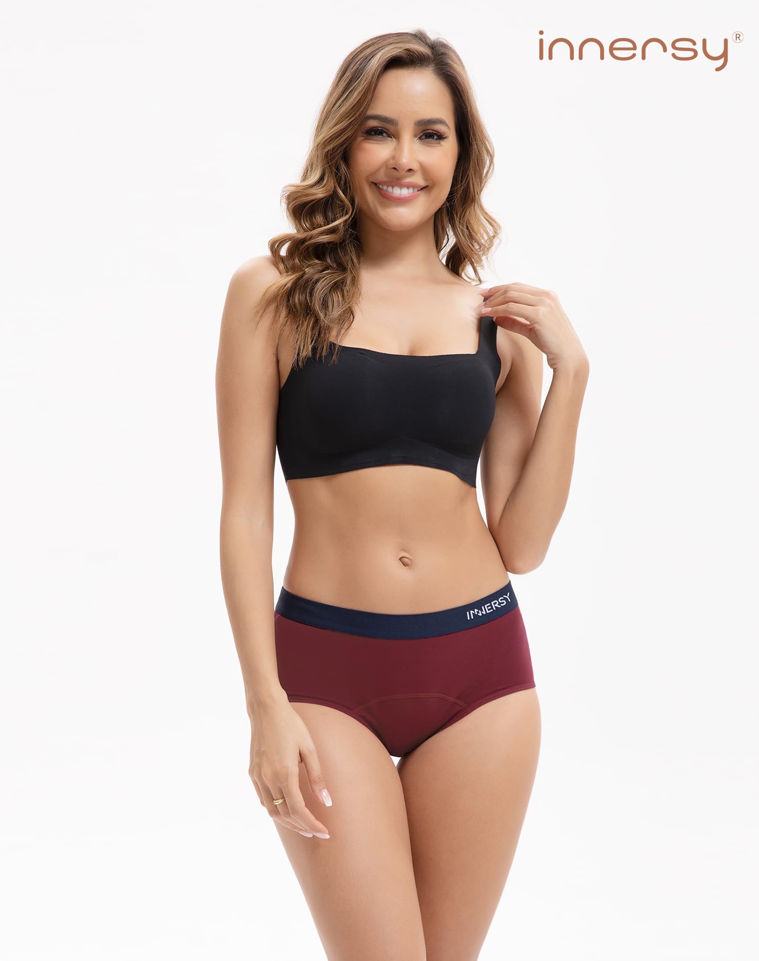 INNERSY Mutande Ciclo Mestruale Donna Vita Media Lavabili Slip Mestruali Flusso Leggero Pacco da 3