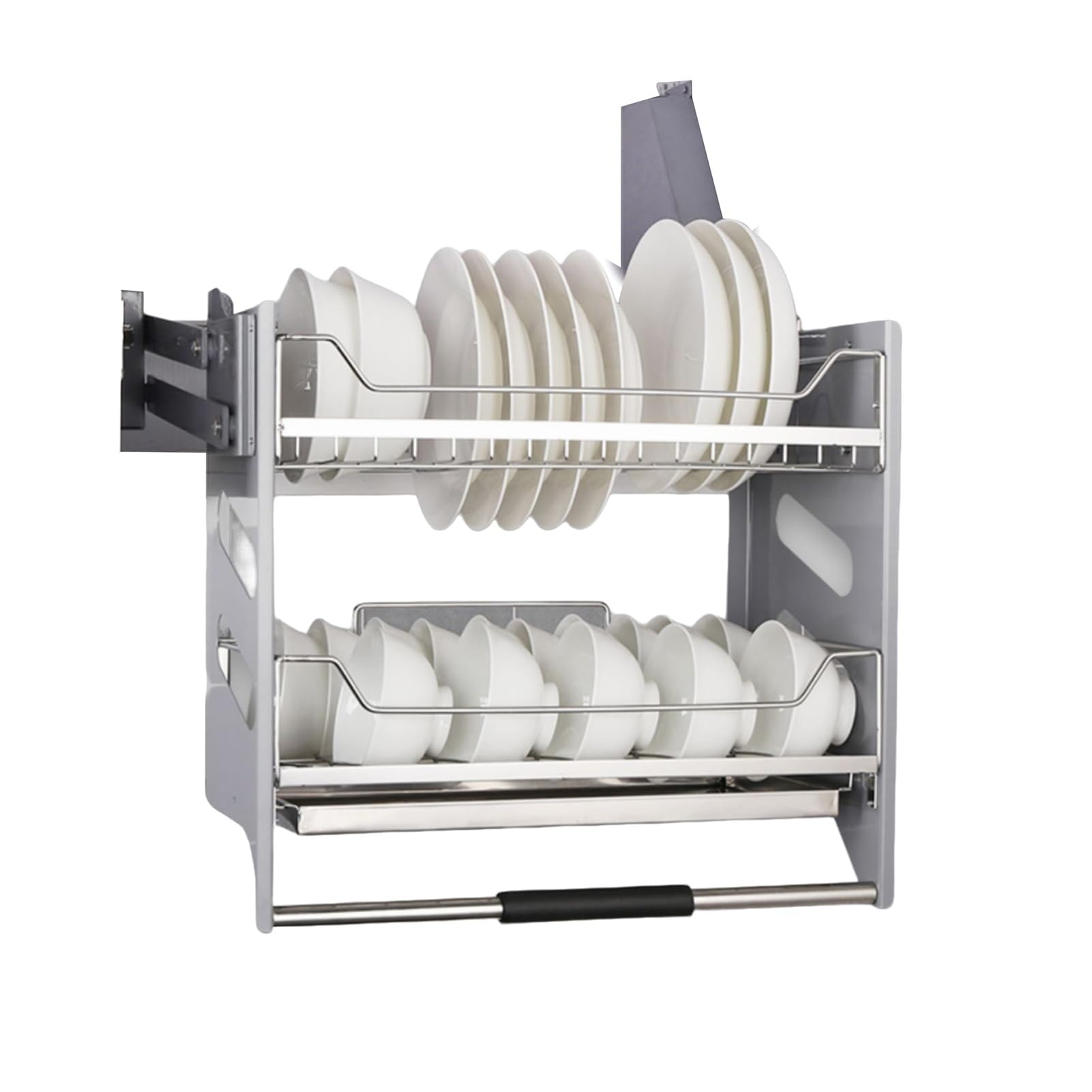 IUokLU Heavy Duty Pull Down Kitchen Spice Rack, Adjustable Cabinet Organizer Shelf, Space-Saving Wall Storage Solution for Cabinets(Silver-760-770mm)