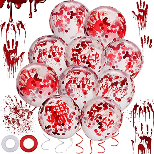 Gejoy 60 Pcs Halloween Bloody Balloons Blood Splatter Balloons 12 Inch