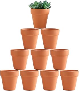 Yishang Terracotta Flower Pot Clay Planter - 4 Inch with Drain Hole for Succulent Cactus Great for Succulent & Cactus Nurs...
