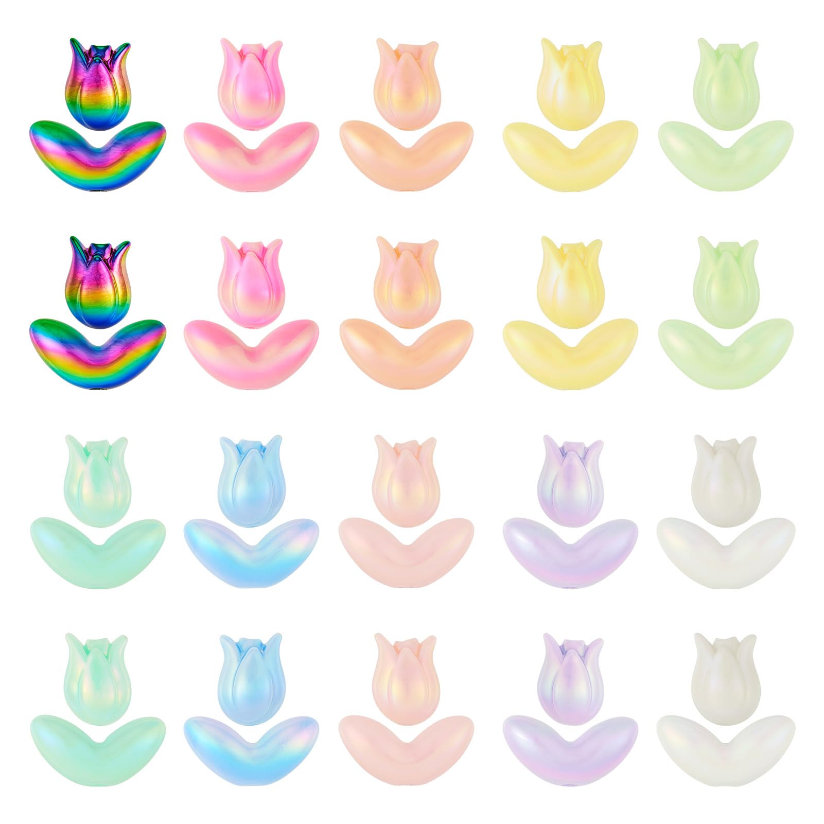 PandaHall 80pcs Tulip Flower Beads Acrylic Flower Bead Caps Floral Spacer Bead End Caps for DIY Crafts Necklace Bracelet Earring Jewelry Making โ image 1