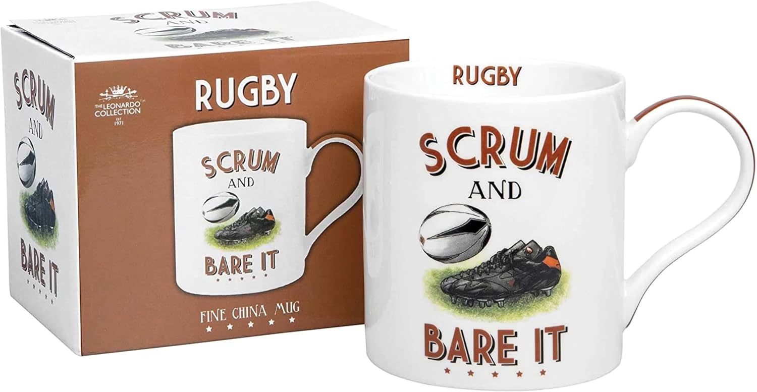  Ceramic Mug | Rugby Scrum and Bare it | 1 Piece | White | 300 ml 