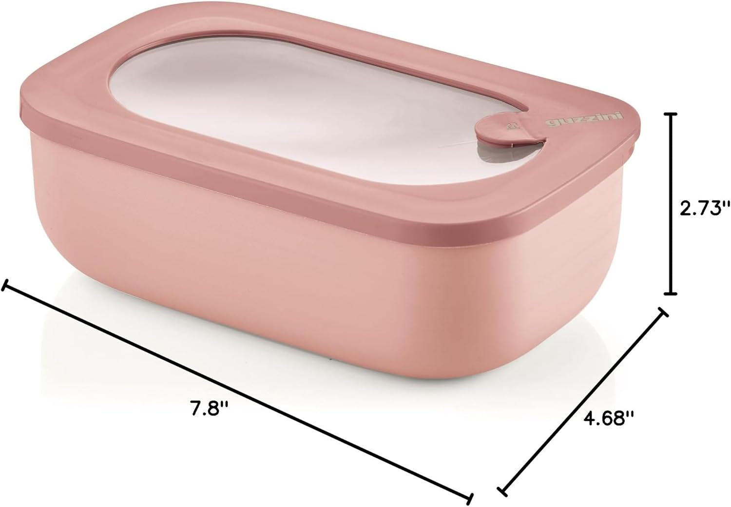 Guzzini - Kitchen Active Design, STORE&MORE BIO, Rectangular Airtight Fridge/Freezer/Microwave Containers - Peach Blossom Pink, 20 x12 x h7cm | 900 ml - 171001251