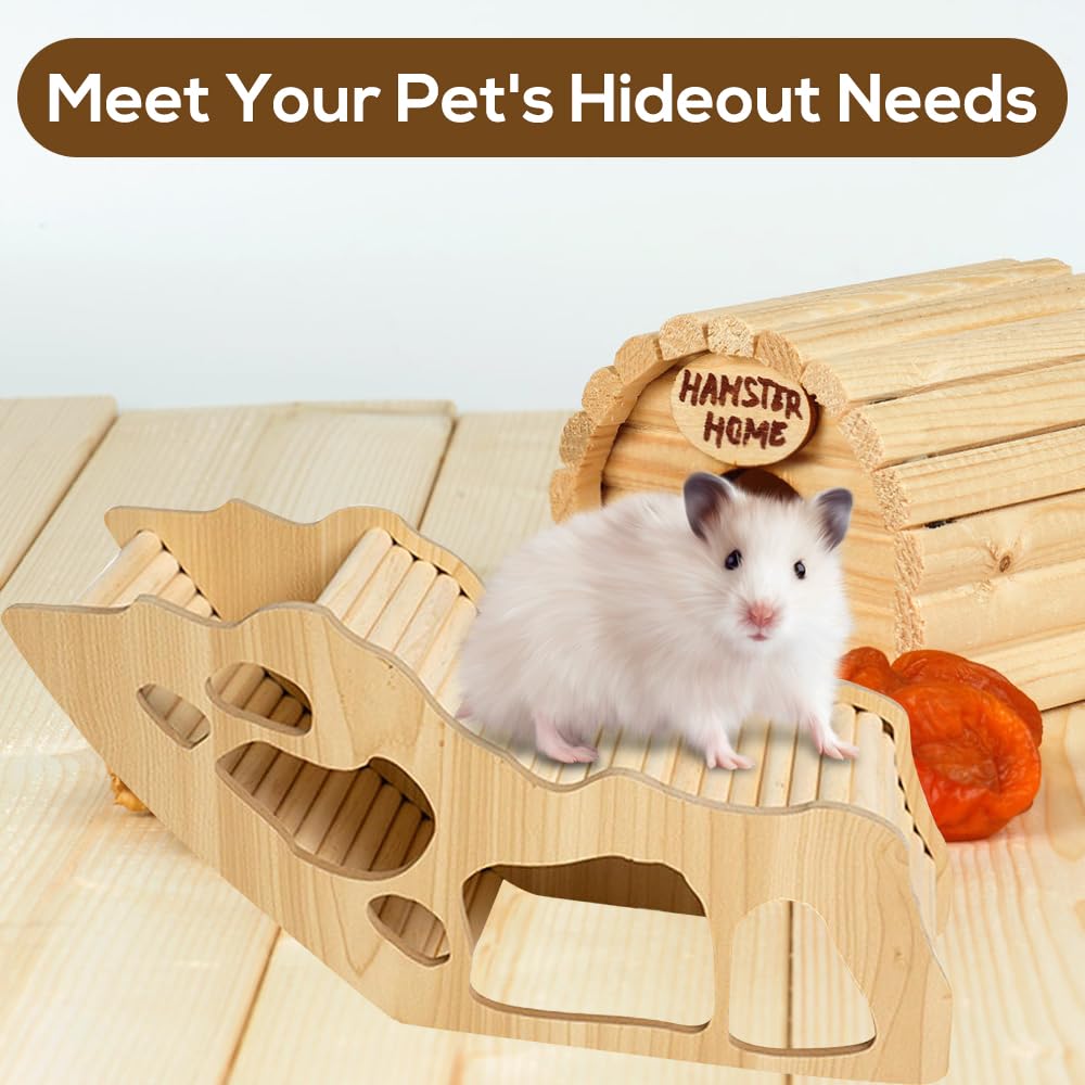 Hamiledyi Holz-Versteck Für Hamster & Mäuse – Natürliche Kiefernholz-Hütte Zum Spielen & Ausruhen