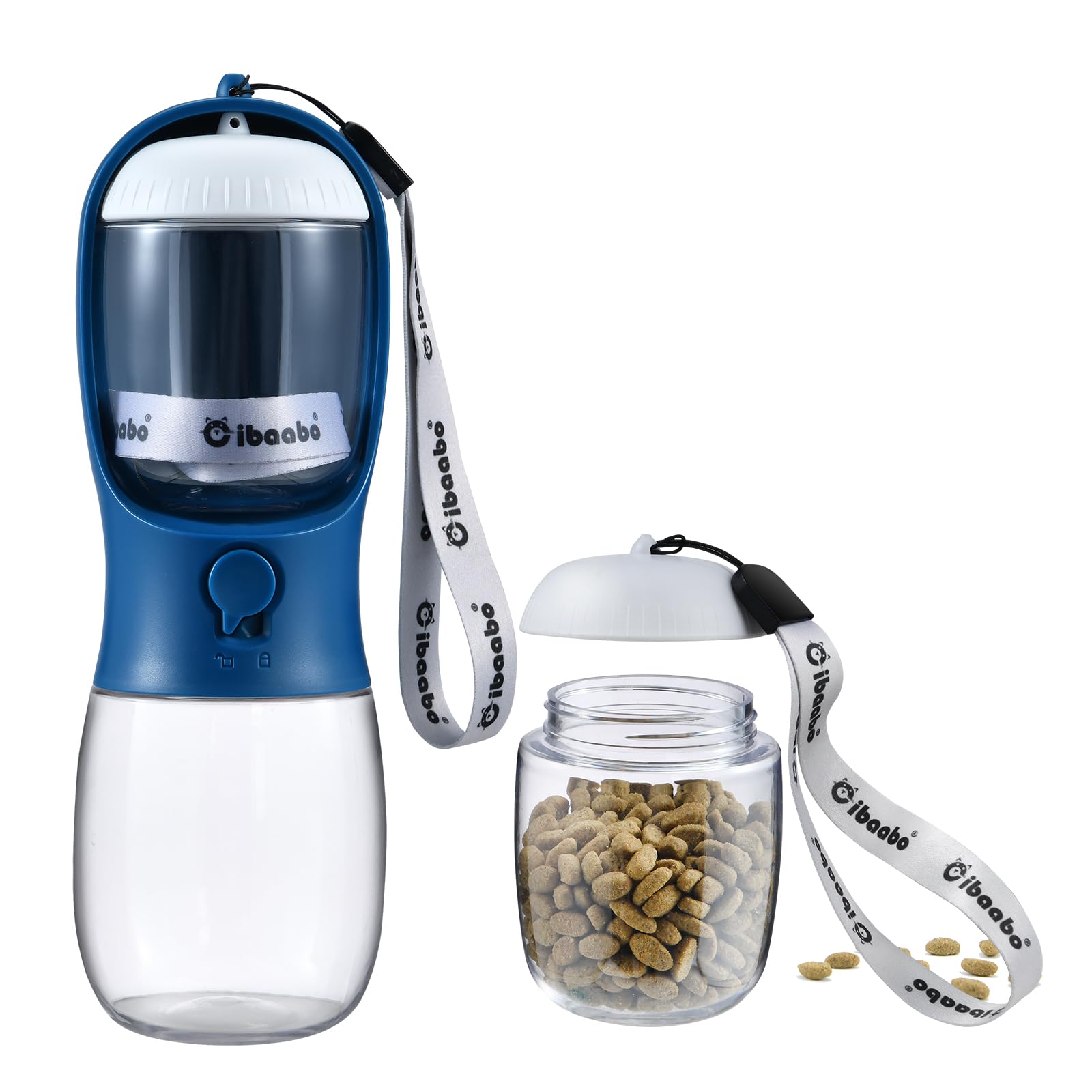 Cibaabo Dog Water Bottle with Food Container, Travel Puppy Water Bowl, Portable Pet Dispenser, Dog Stuff Accessories Items, Puppy Essentials