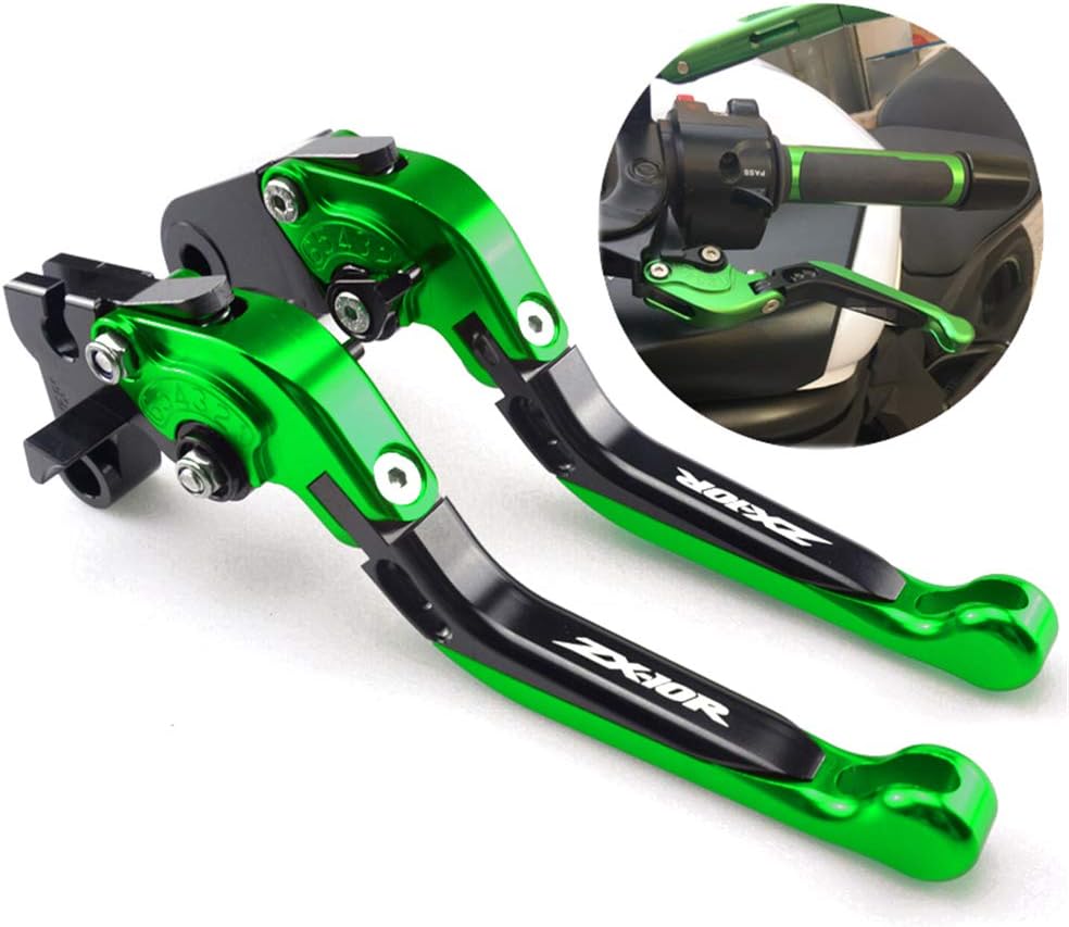 CNC Motorcycle Foldable Extendable Clutch Brake Lever for Kawasaki ZX10R 2016 2017 Green