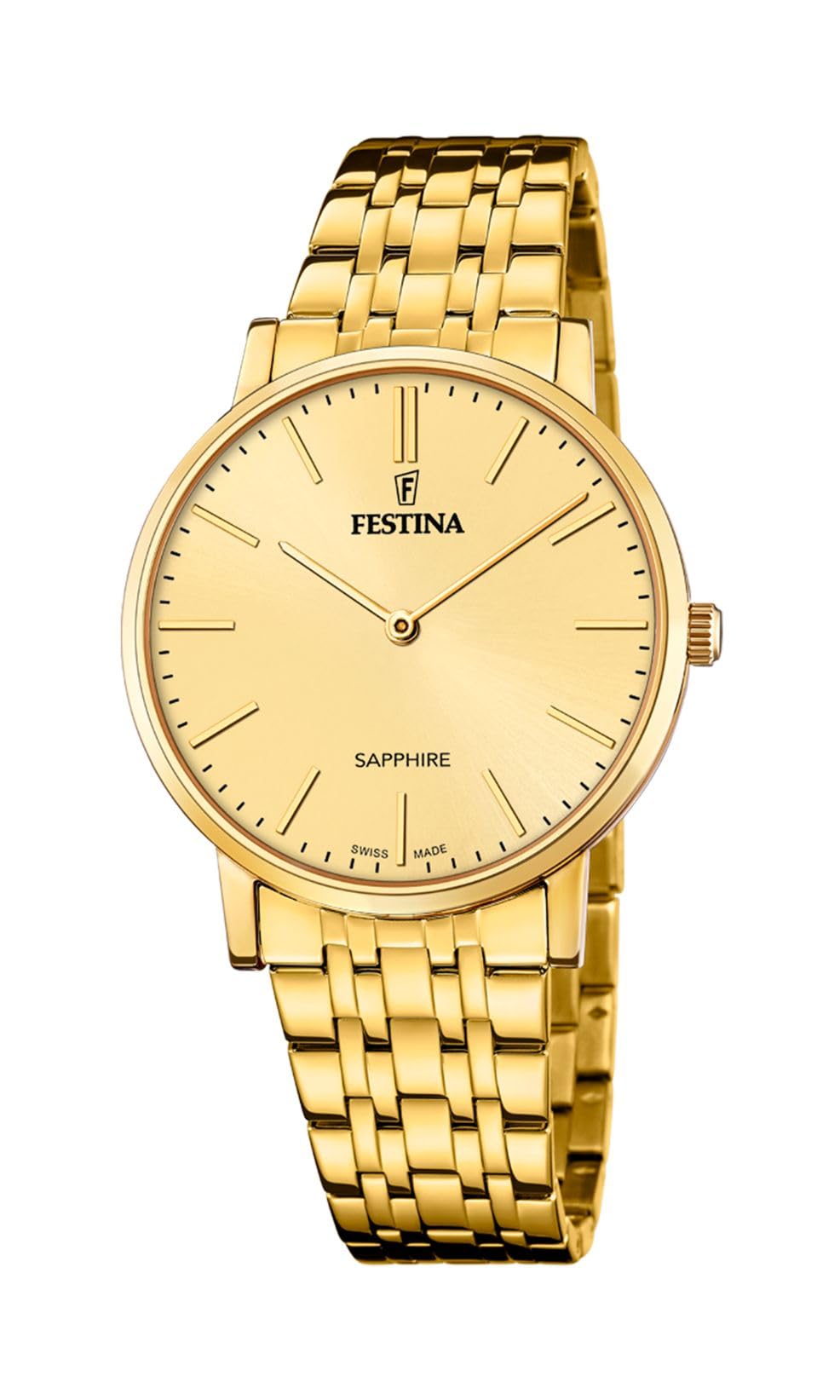 Festina Swiss Made Orologio Uomo in Acciaio Inossidabile 316l Dorato