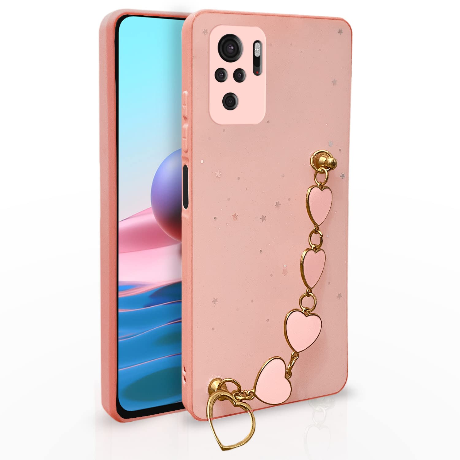Pikkme Redmi Note 10 / Note 10s Back Cover for Girls | Heart Shaped Metal Chain Blocks | Sparkling Soft TPU | Case for Redmi Note 10 / Note 10s (Pink) (B0BY87K1GC) Amazon Price History, Amazon Price Tracker