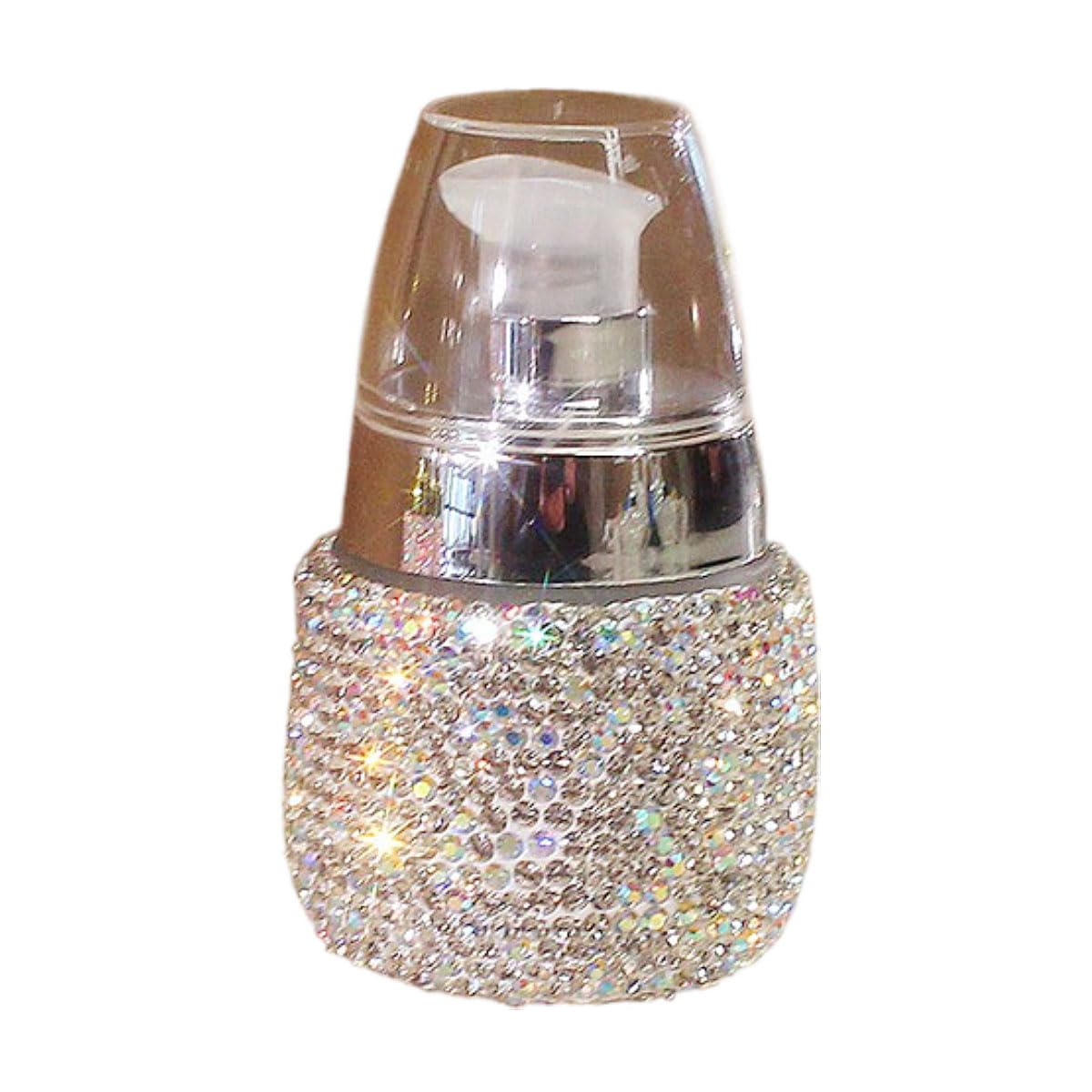 Rhinestone Travel Portable 30ml Lotion Dispensing Empty Bottle - Luxury Bling Glass Cosmetic Empty Container - Press Pump Design for Easy Dispensing -