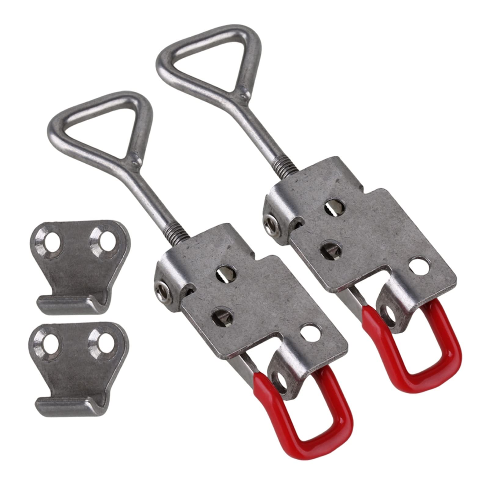 Yaoqijie - 2 piezas de acero inoxidable 304 ajustable cierre de palanca de 180 kg fuerza de sujeción para el hogar, caja de herramientas de metal, cierre de palanca con cierre duradero