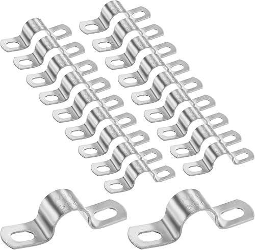 Miniatura 11 de Paquete de 10 abrazaderas de conducto, correa rígida de tubo de acero inoxidable 304 de 1-3/4 pulgadas M45 U con 2 agujeros
