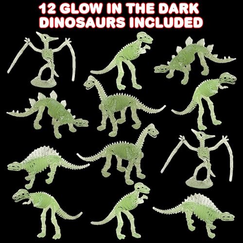 Miniatura 2 de ArtCreativity Fósiles de dinosaurios que brillan en la oscuridad, juego de 12, juguetes de dinosaurio brillantes para niños y niñas, diseños