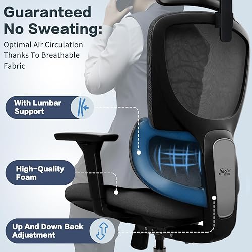 Miniatura 7 de Silla de oficina ergonómica grande con asiento deslizante, soporte de respaldo doble, reposabrazos 4D ajustables, reposacabezas 2D, soporte lumbar