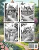 Floral Garden Cottages Grayscale Coloring Book: Cottages with Botanical Flowers and Gardens (8.5 x 11) 30 Pre Shaded Pages of Beautiful Cottage Garden ... | Floral Garden Coloring Book for Adults #1